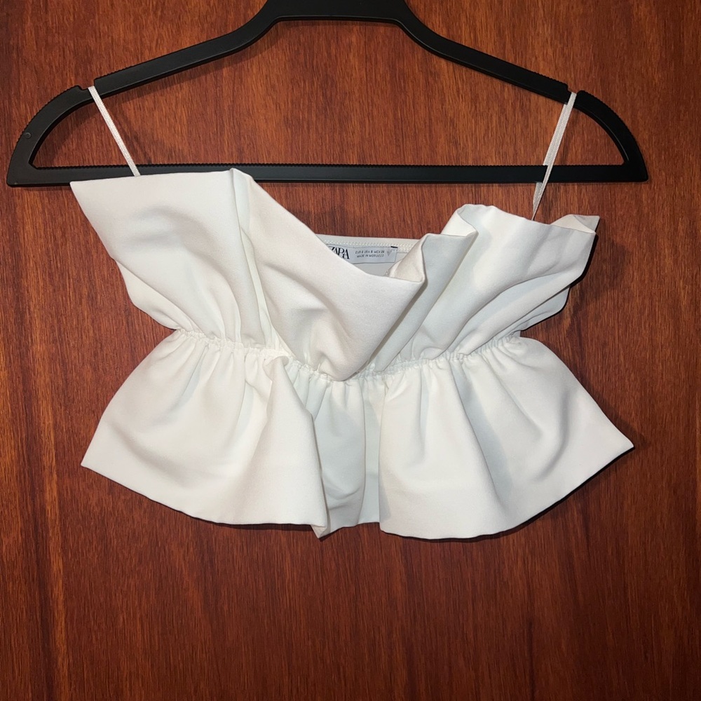 Zara Cropped Ruffle Top